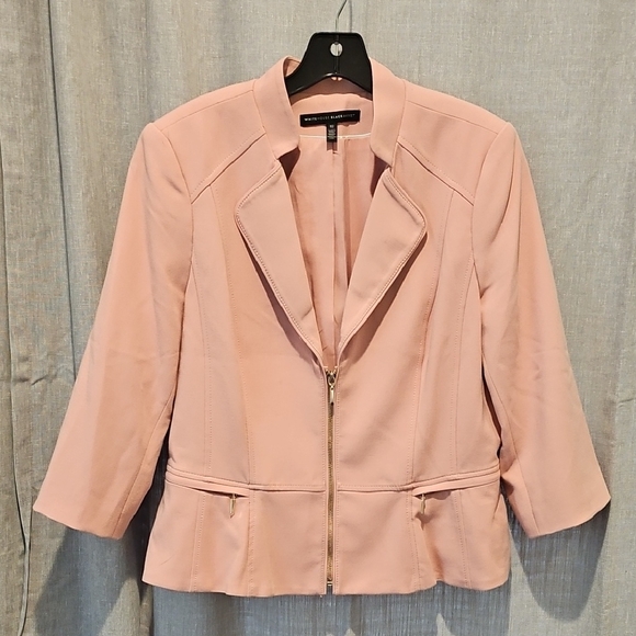 White House Black Market Jackets & Blazers - White House Black Market Pink Blazer with Notched Lapel and Peplum Fit
